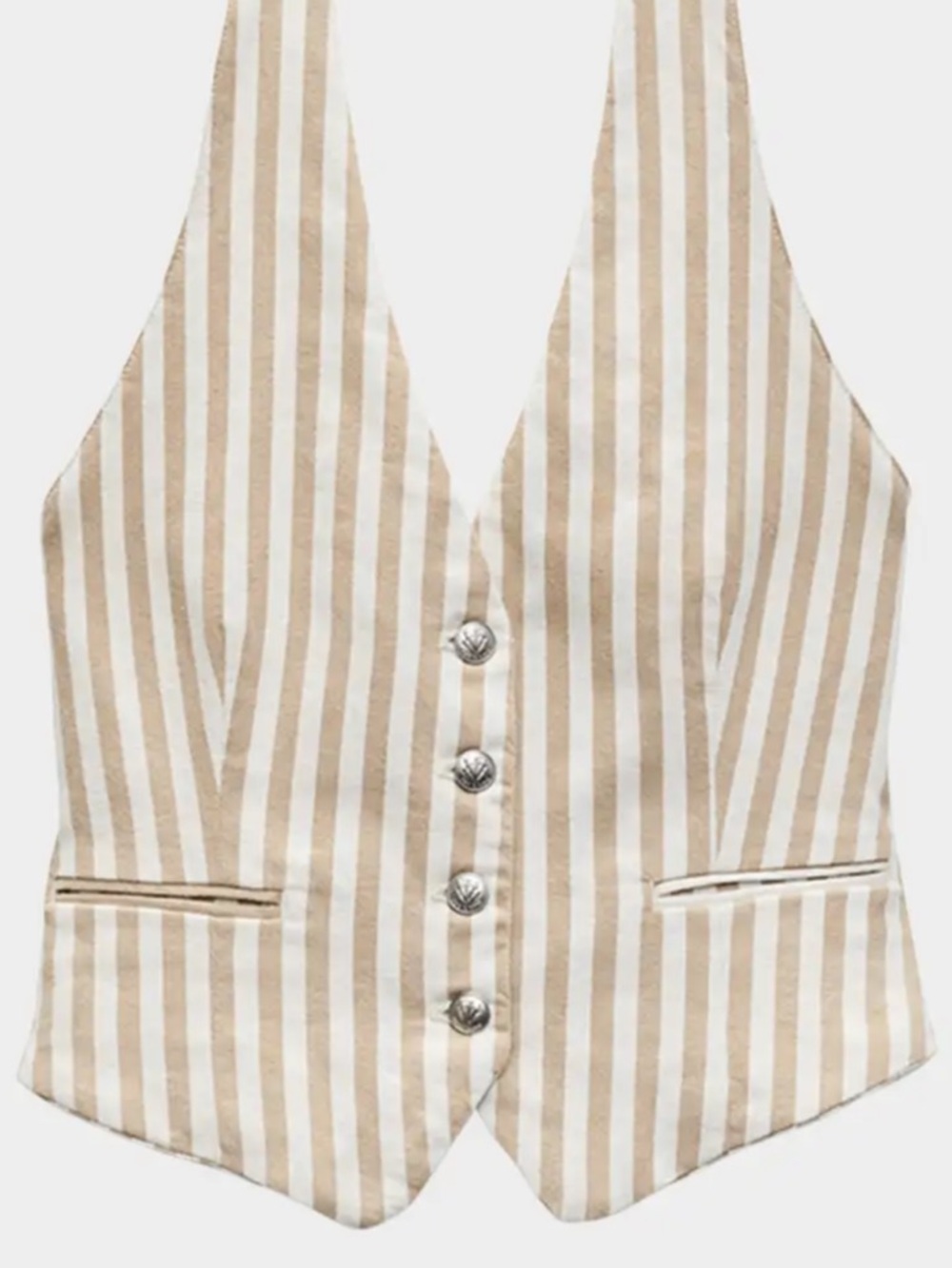 rag & bone Beige and White Striped V-Neck Button Vest tan stripped sz 10